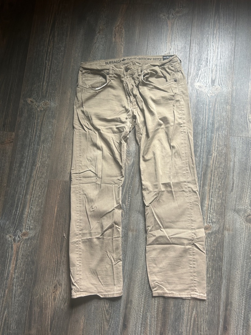 Buffalo David Bitton Tan Men's Straight-Leg Chinos